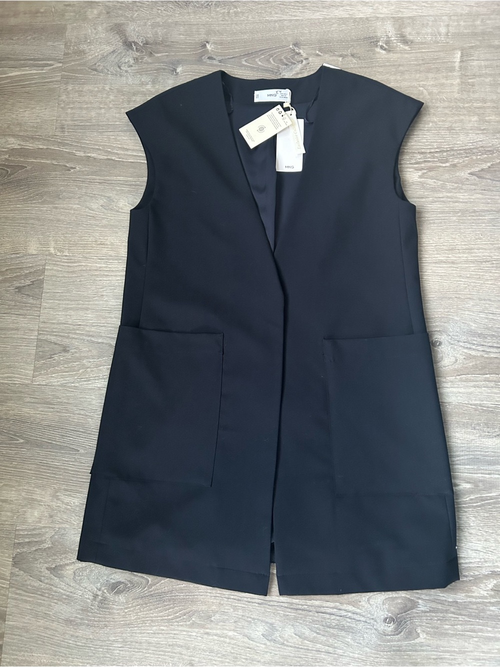 Mango Navy Blue Sleeveless Longline blazer style vest dress